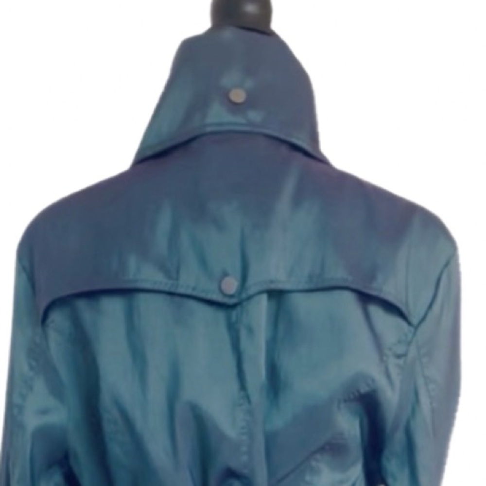 CCC ~ Teal/Purple Monochromatic Satin Belted Utility Dress Coat - Picture 9 of 11